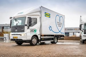 Um dos caminhões eléctricos BYD ETM6 que será operado pela TDS para entregar produtos IKEA em Amesterdam